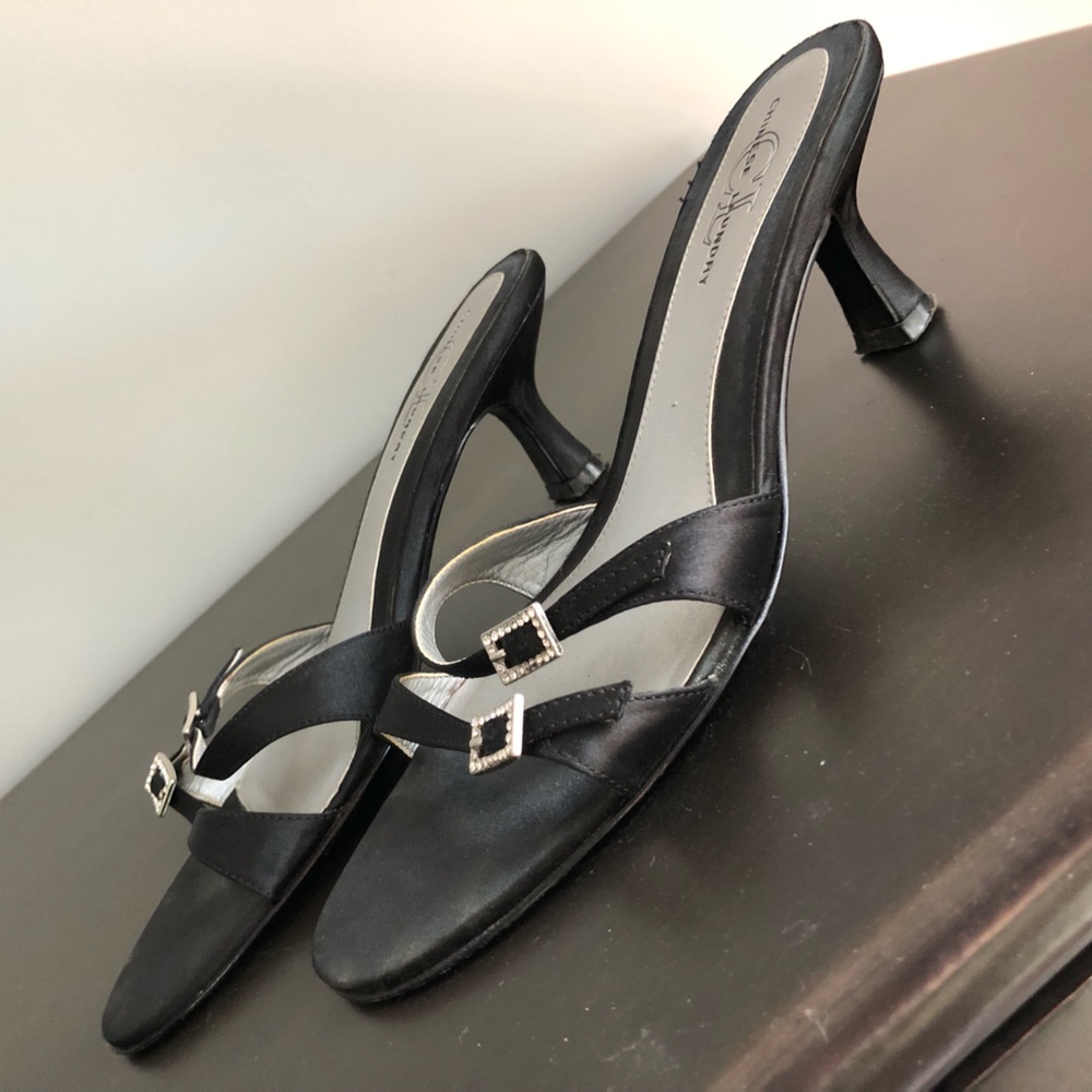 Chinese Laundry Black Satin Heels